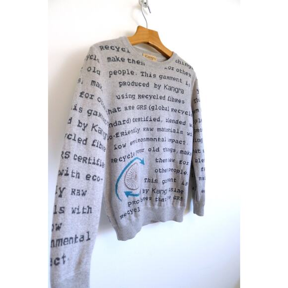 KANGRA Italy Recycled Cashmere Print Crewneck Sweater Farfetch YOOX 42 XS $518 - Picture 2 of 12
